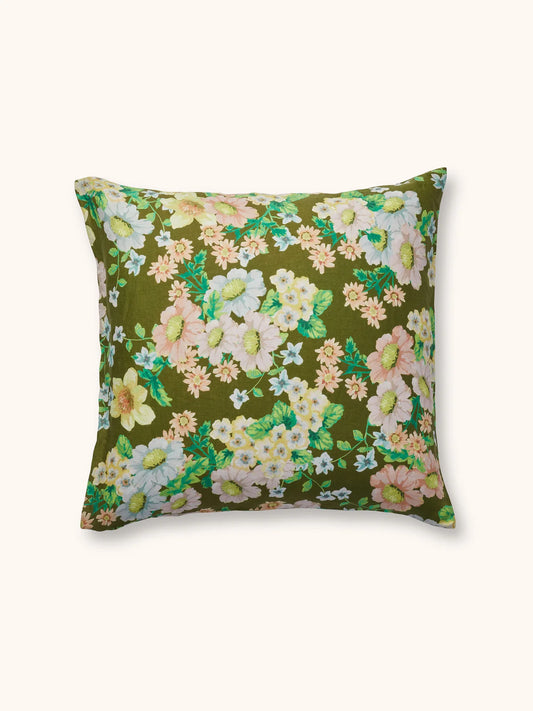 Bonnie and Neil Buttercup Olive Linen European Pillowcases