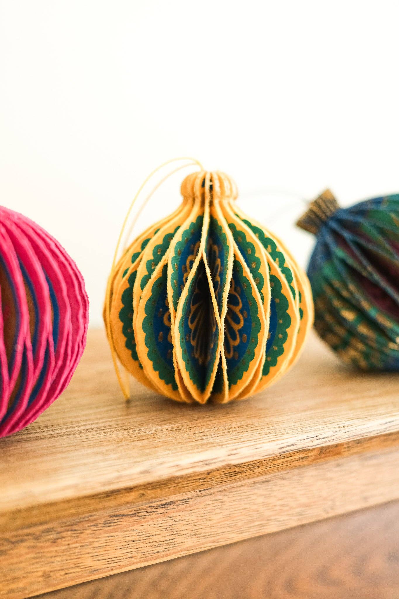 Yellow Bauble Honeycomb Decoration