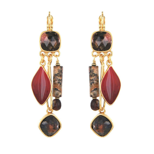 Taratata Jewellery - Beaded Rhodonite Lever Back Earrings