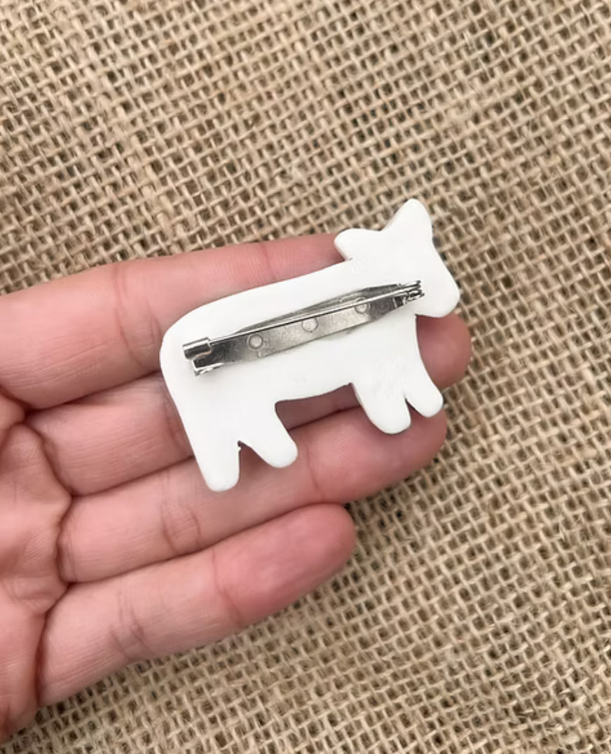 Togetherness Ceramic Brooch - cow