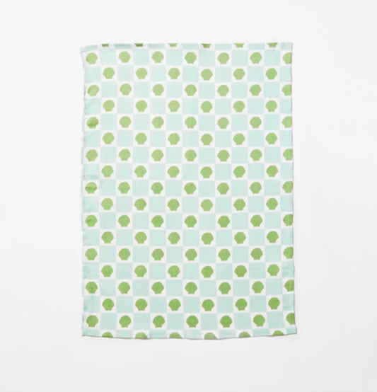 Bonnie and Neil Mint Check Shell Tea towel