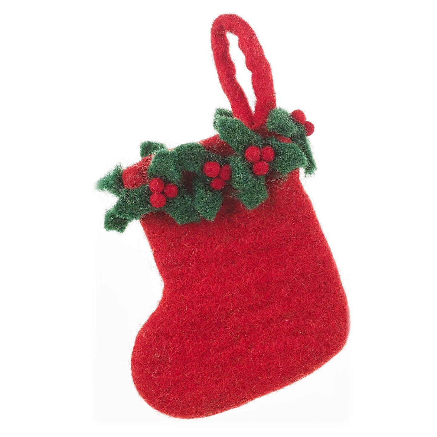 Handmade Felt Mini Christmas Stocking: Mistletoe