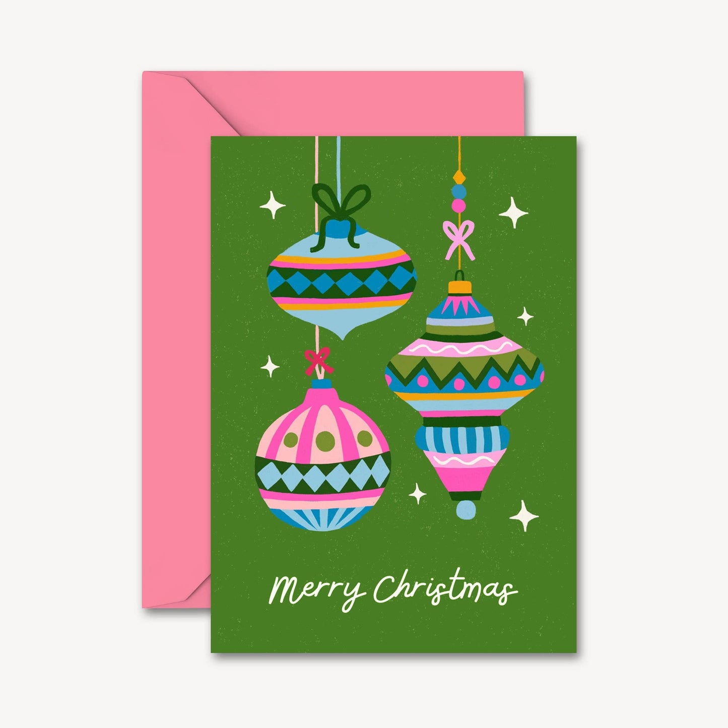 Christmas Card Pack of 4 | Baubles Illustration