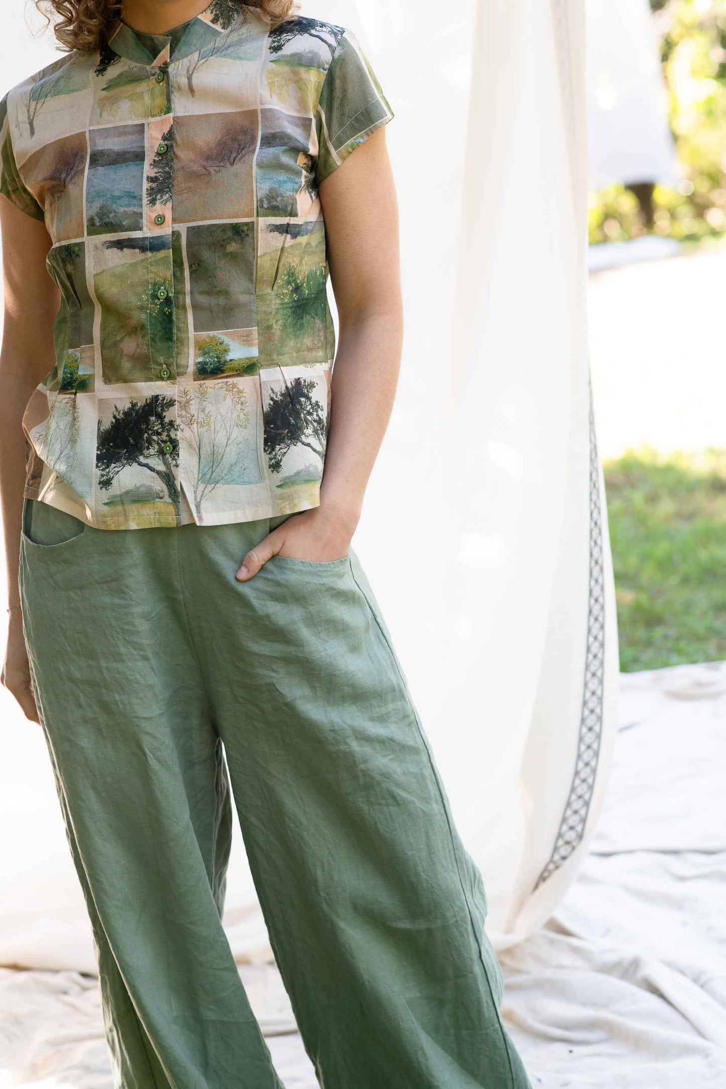 Lazybones Ollie Pant - Mineral Green Linen