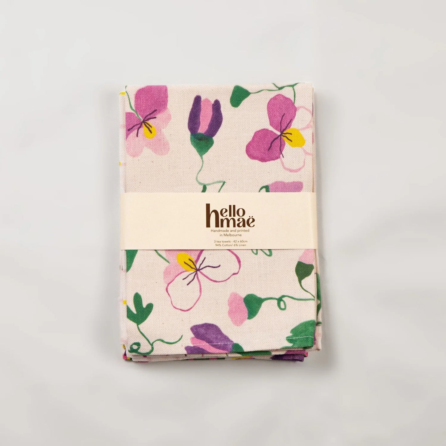 Hello Mae Pansy Tea Towel Set