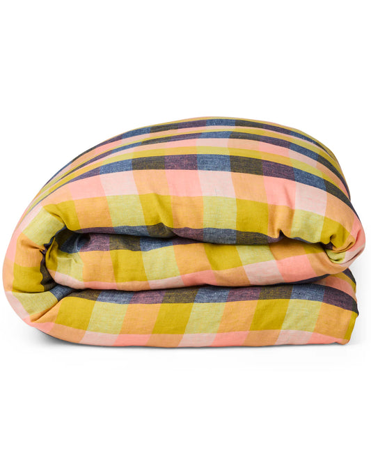 Kip and Co Florida Tartan Linen Quilt Cover