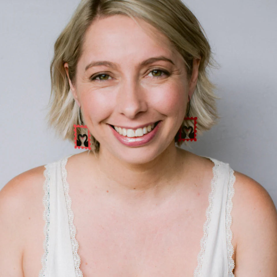 Denz earrings - Midi Stamp Earrings - Black Swans