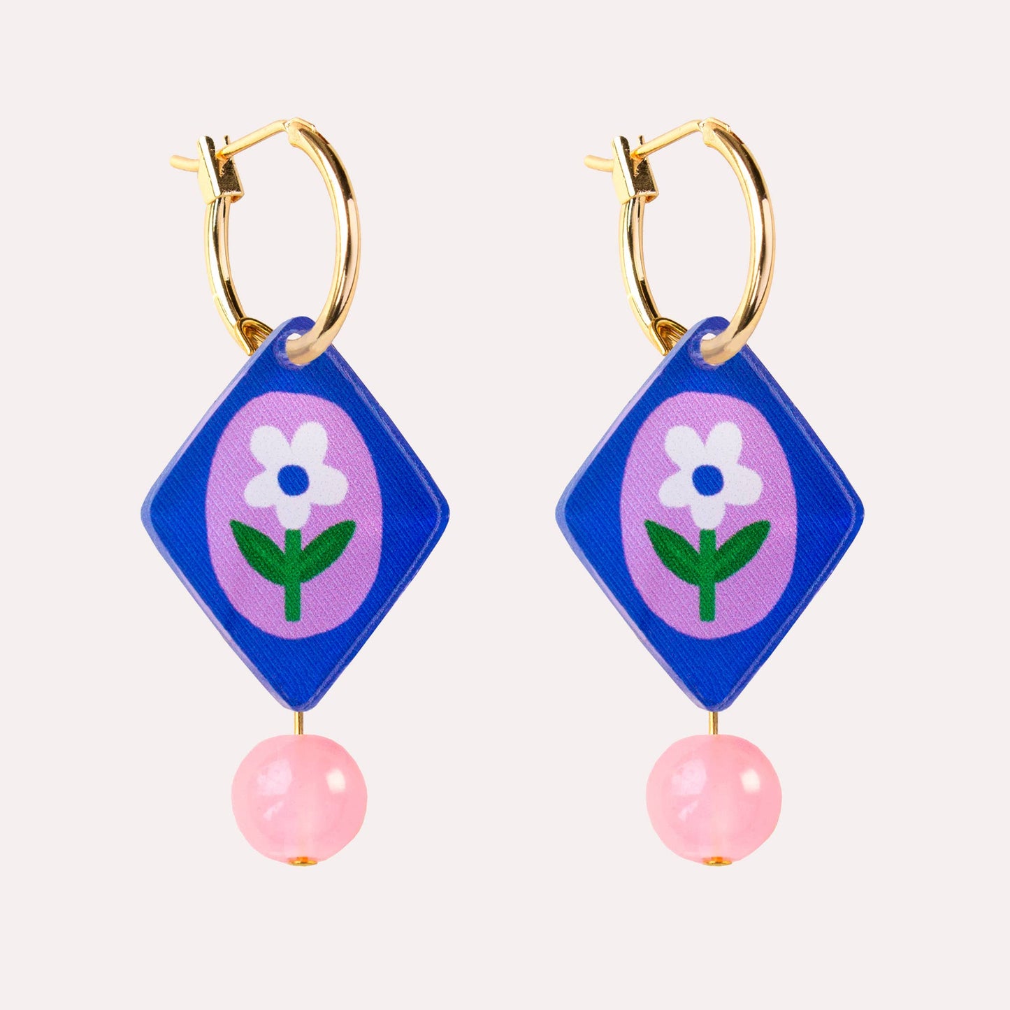 Charm Hoop Earrings | Gold | Floral Colourful Jewellery Gift