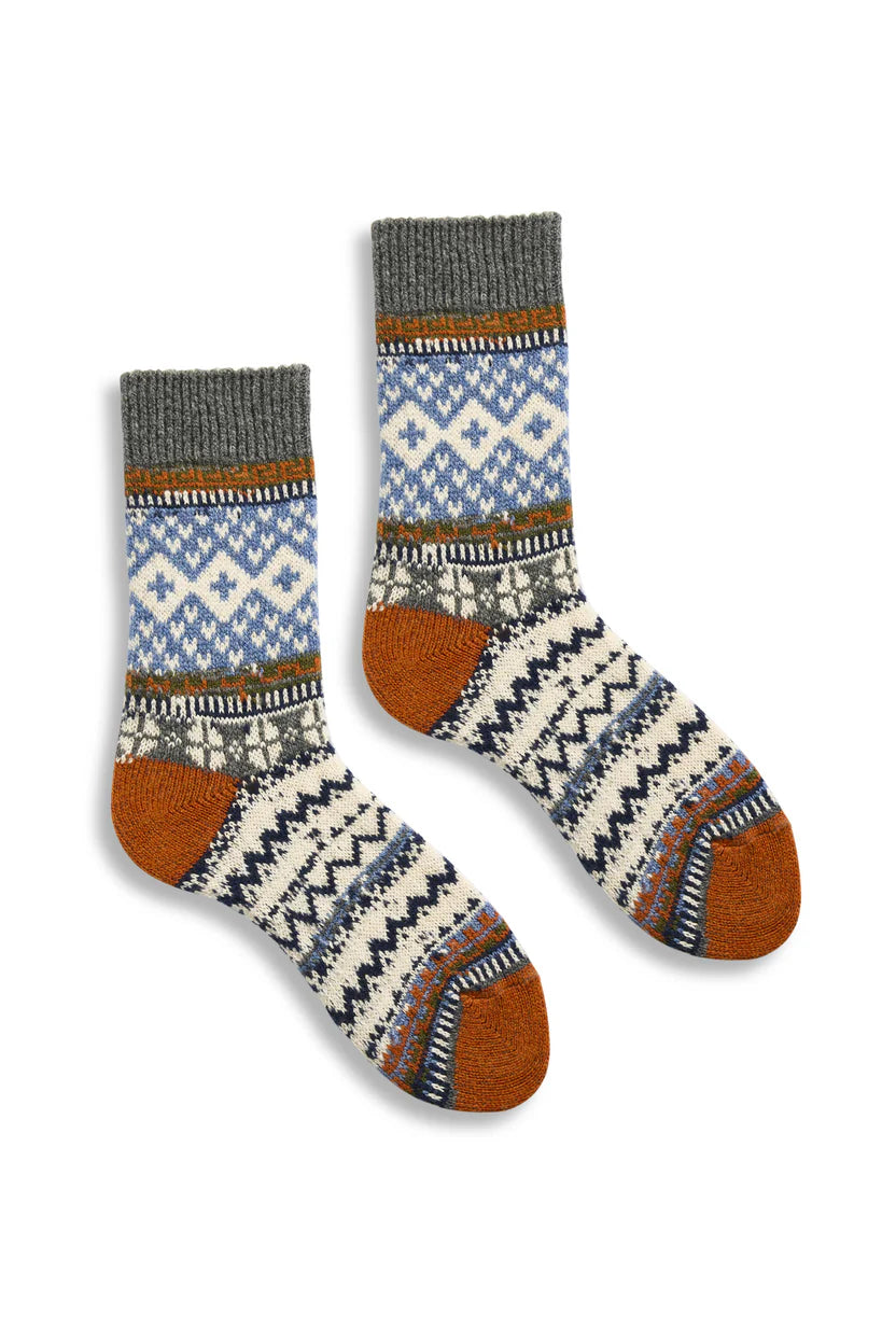 lisa b Women’s Merino Wool and Cashmere Crew Socks - Fair Isle