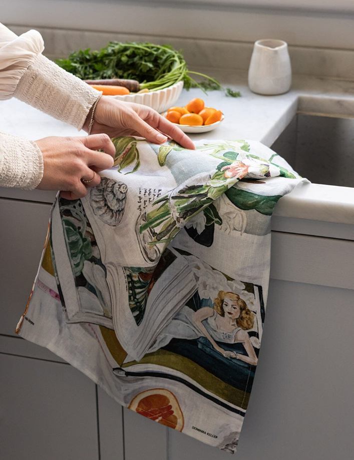 Bespoke Linen Tea Towel - August Blooms
