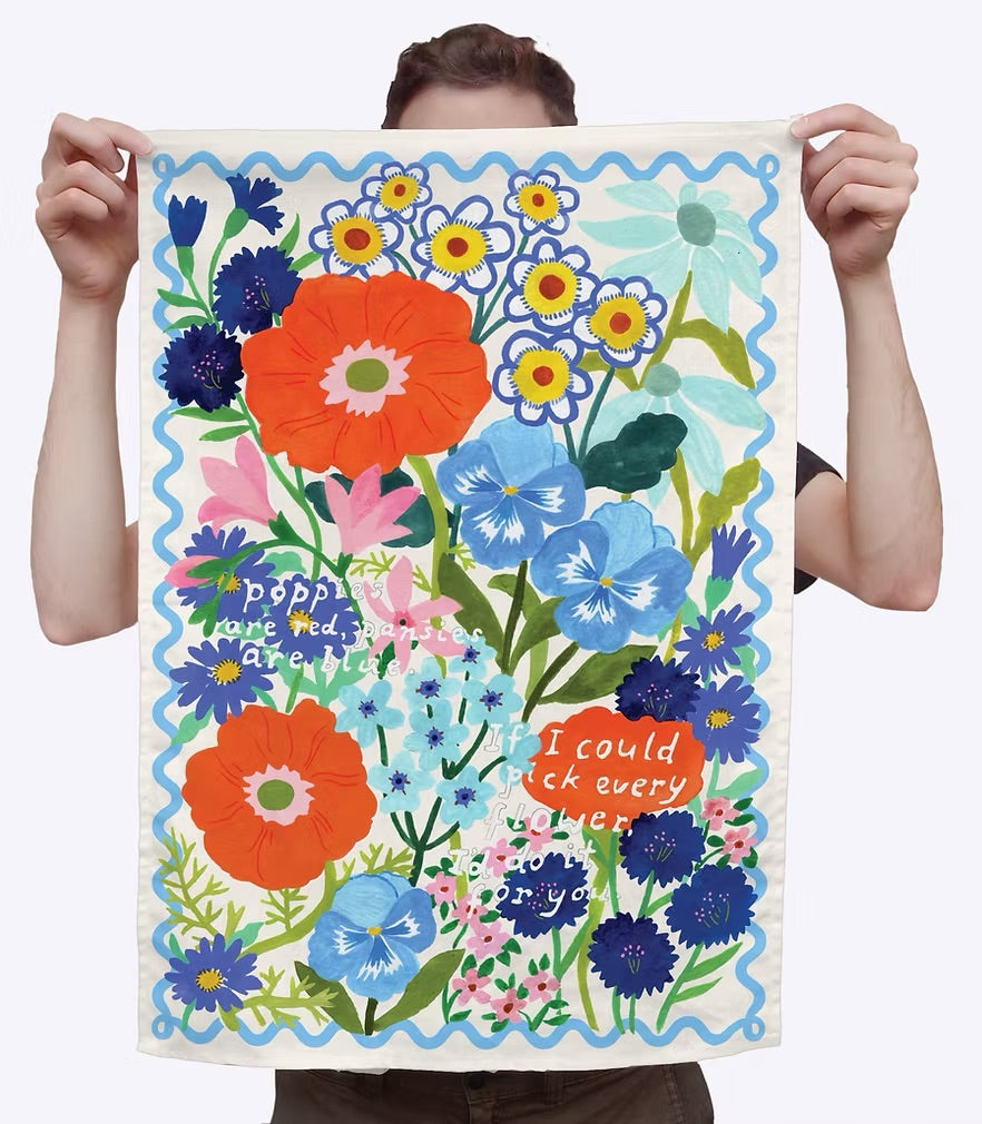 Togetherness Poppies are Red Tea Towel