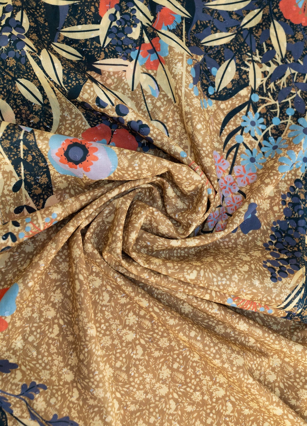POWDER Cotton Poplin Scarf - Floral Hedgerow Moss
