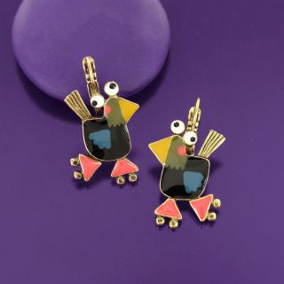 Taratata Jewellery - Roule Ma Poule Lever Back Earrings - Dark