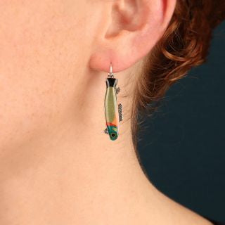 Taratata Jewellery - Blue and Green Fish Lever Back Earrings