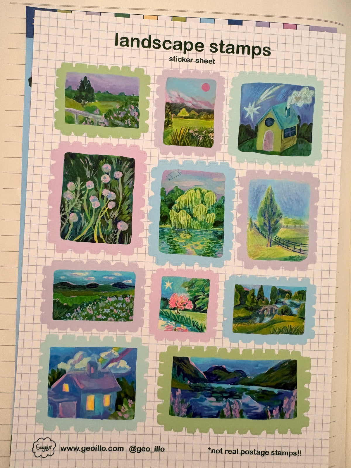 Geo Illo Landscape Stamps Sticker Sheet