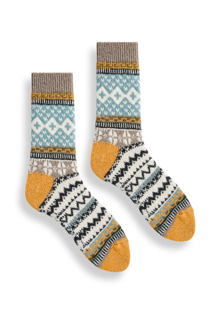 lisa b Women’s Merino Wool and Cashmere Crew Socks - Fair Isle