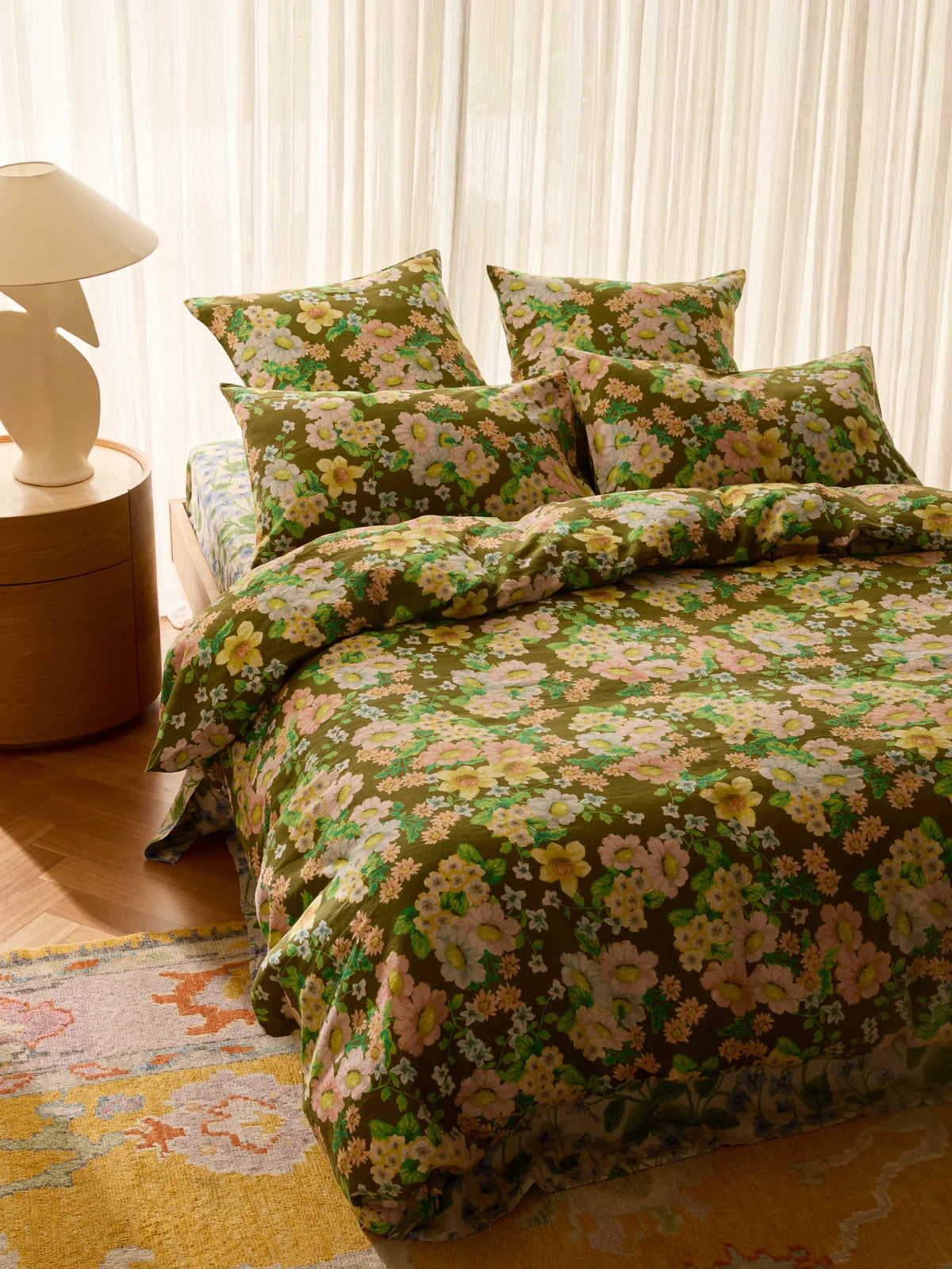 Bonnie and Neil Buttercup Olive Linen European Pillowcases