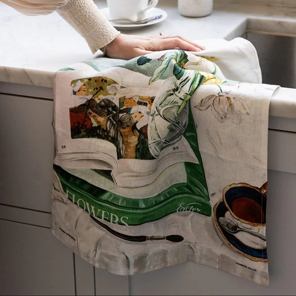 Bespoke Linen Tea Towel - April Blooms