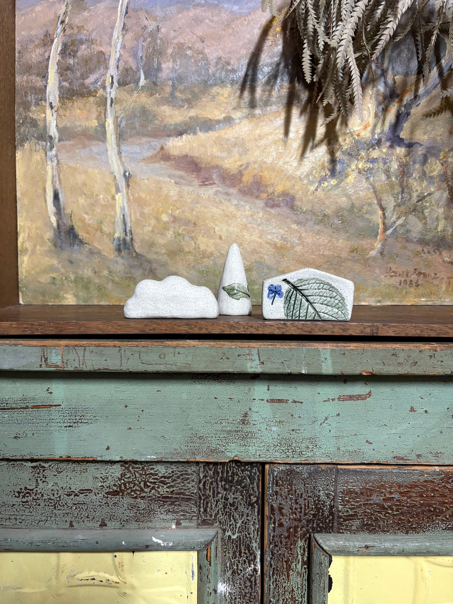 Handmade Ceramic Hydrangea Village - set of 3