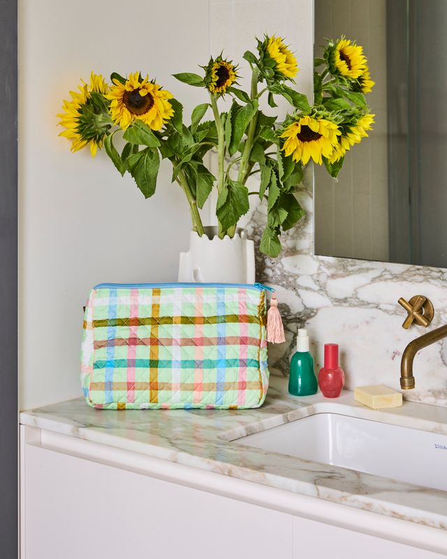 Kip and Co Quilted Toiletry Purse - Candy Check Mint