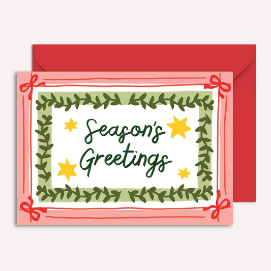 Season's Greetings Christmas Card | Vintage Style Hand Drawn