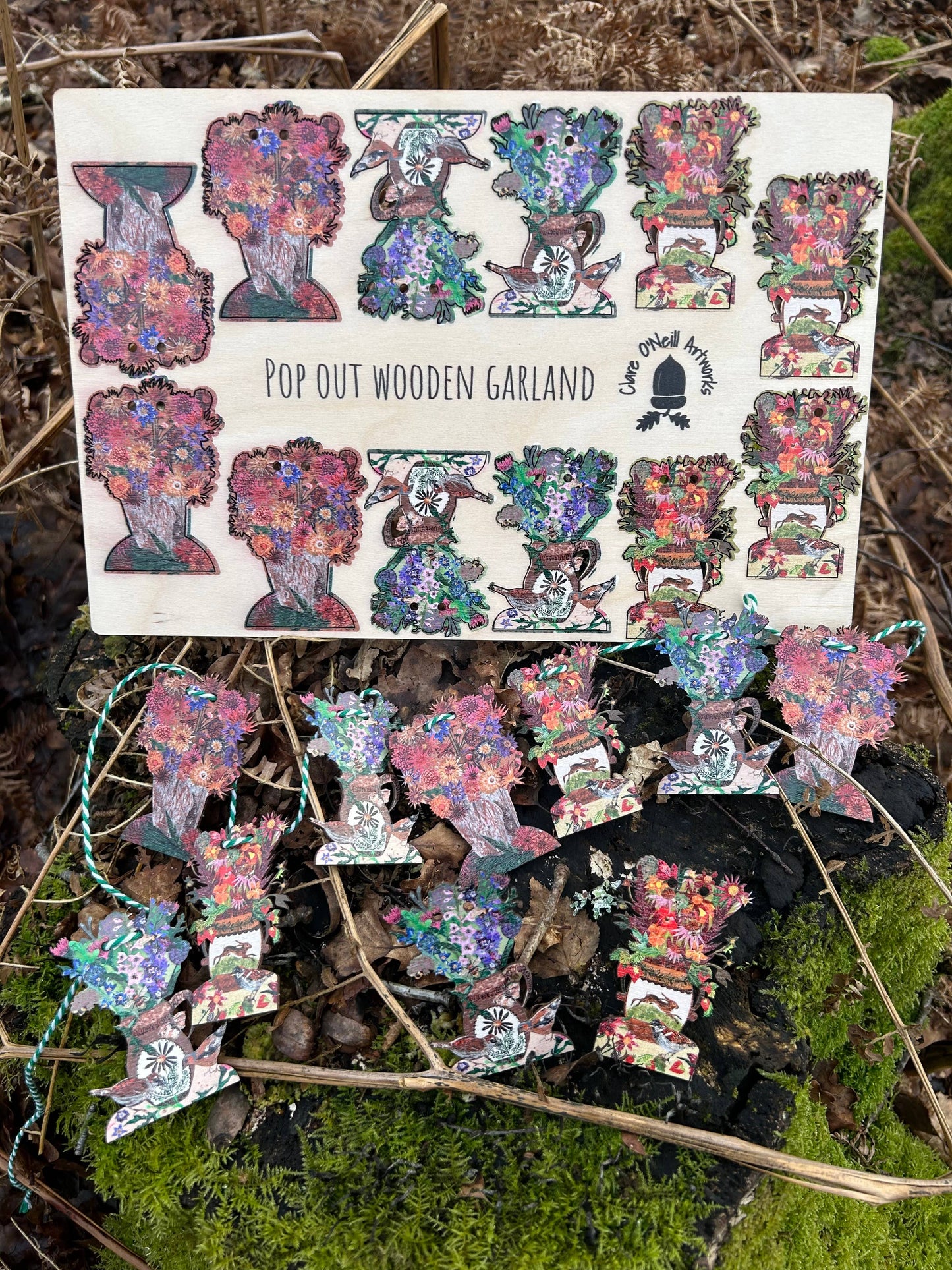 Pop out make your own floral wooden garland 