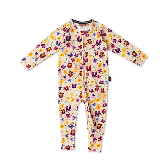 Kip and Co Organic Long Sleeve Zip Romper - Pansy