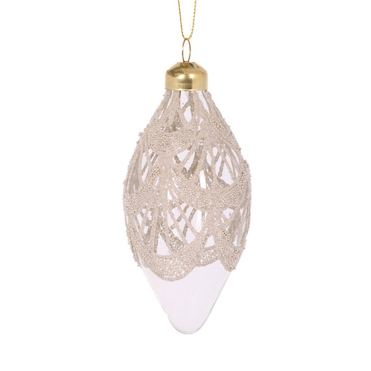 Champagne Lace Drop Bauble Decoration