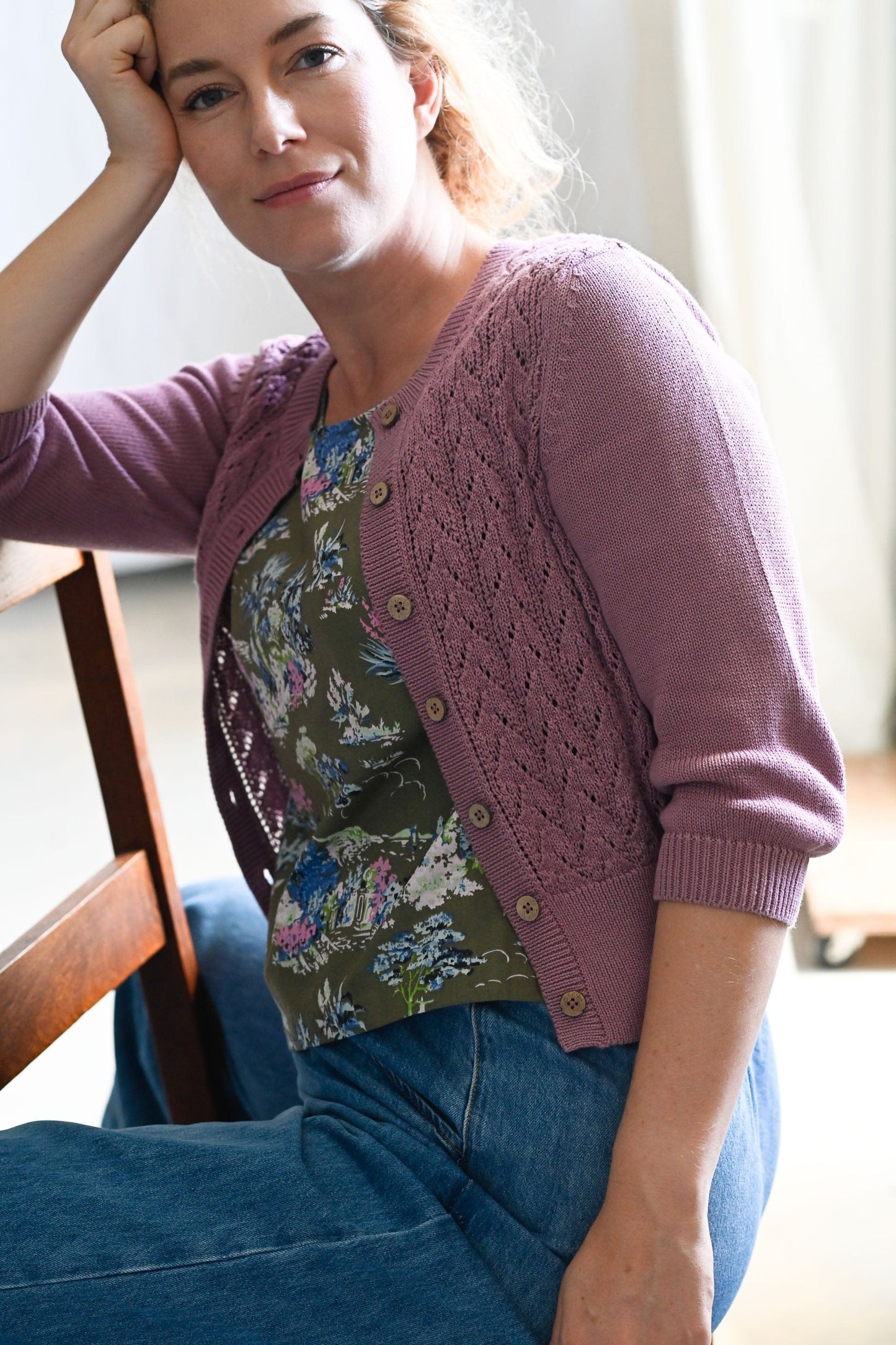 Lazybones Ava Cardigan - Dusty Orchid
