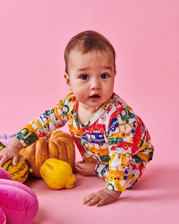 Kip and Co Long Sleeve Romper - Big Wheels