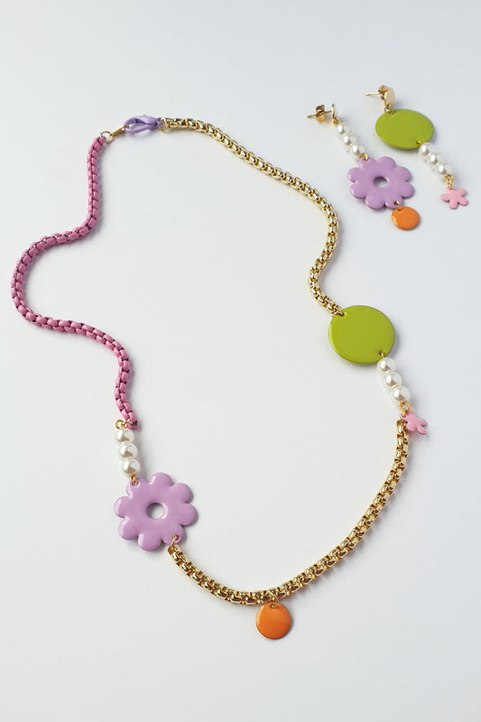 Middle Child Cousin Necklace (Chartreuse/Lilac)