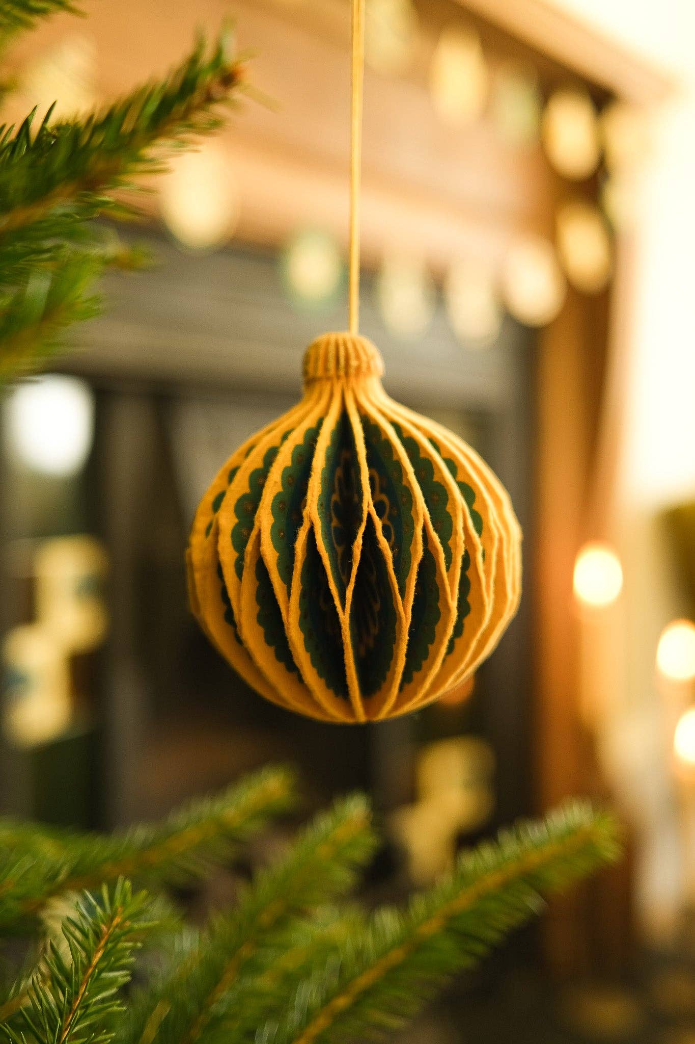 Yellow Bauble Honeycomb Decoration
