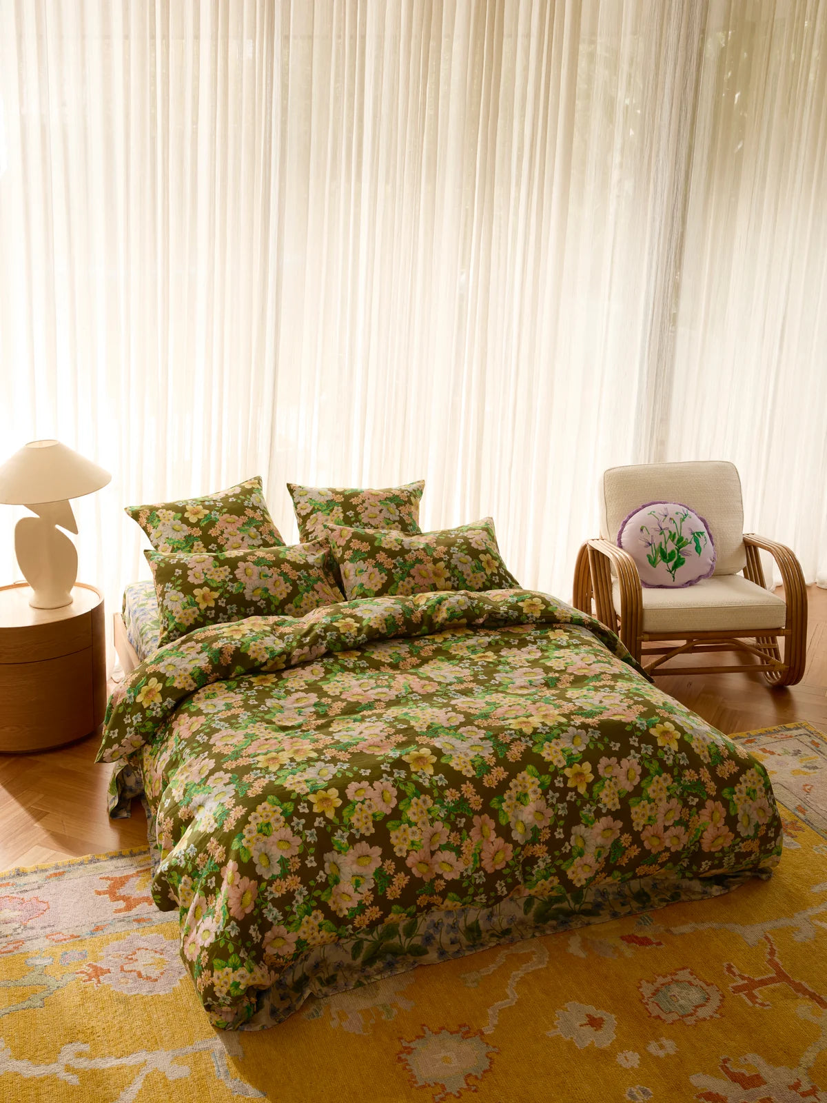 Bonnie and Neil Buttercup Olive Quilt Cover