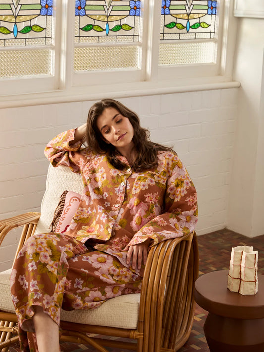 Bonnie and Neil Buttercup Rust Linen Pjs