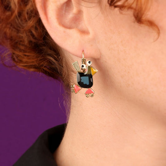 Taratata Jewellery - Roule Ma Poule Lever Back Earrings - Dark