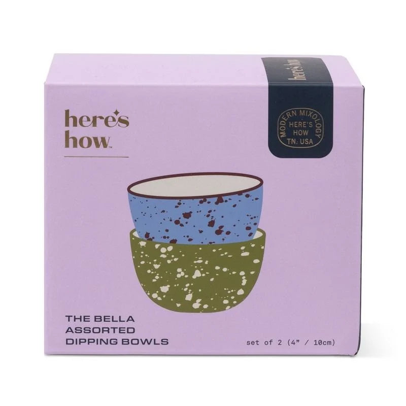 The Bella Dipping Bowl Set - Blue + Olive Splatter