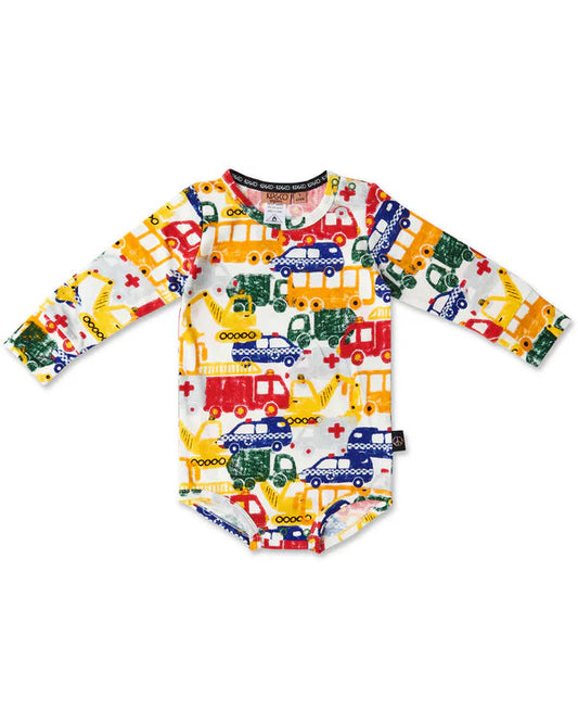 Kip and Co Long Sleeve Romper - Big Wheels