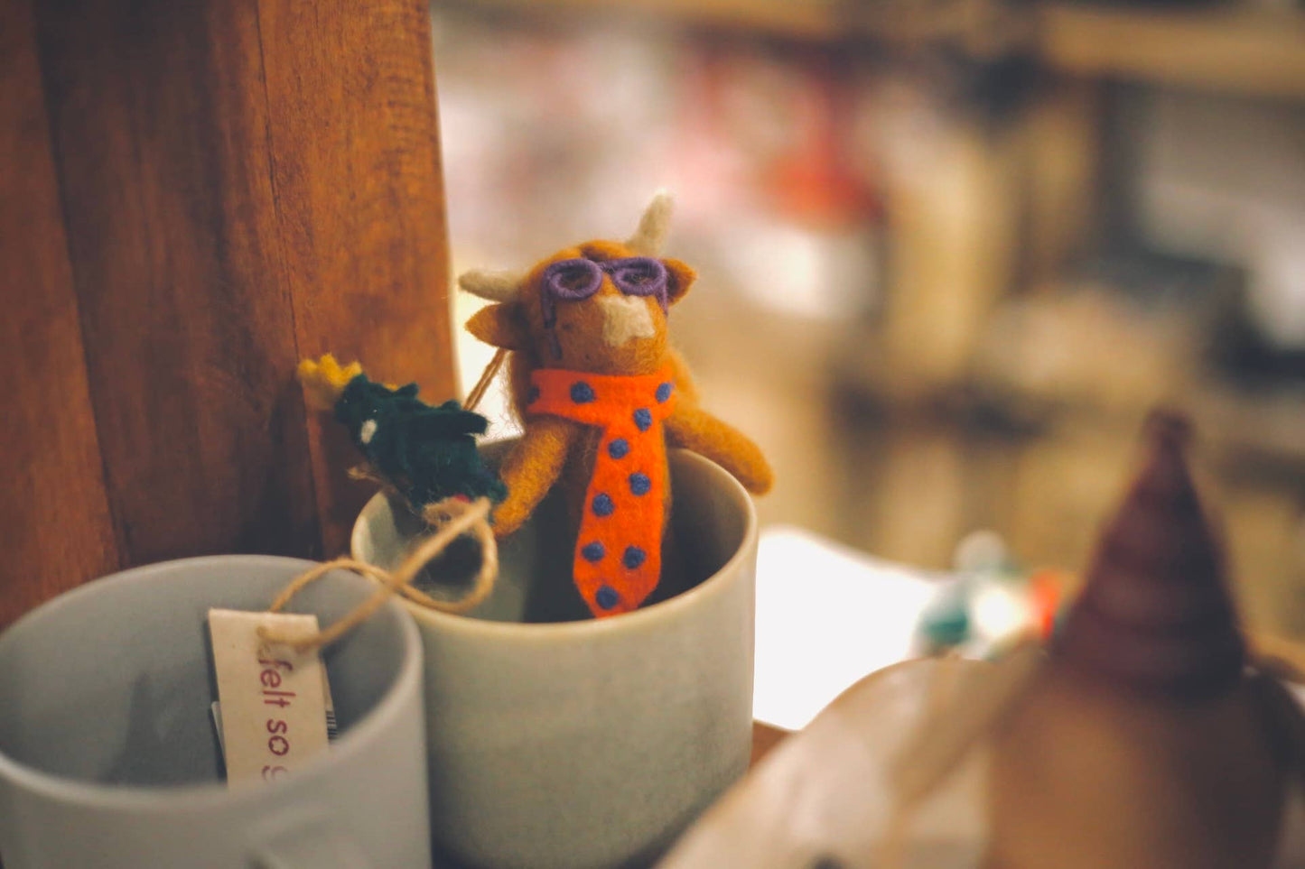 Handmade Felt Curtis Christmas Cow Hanging Decoration