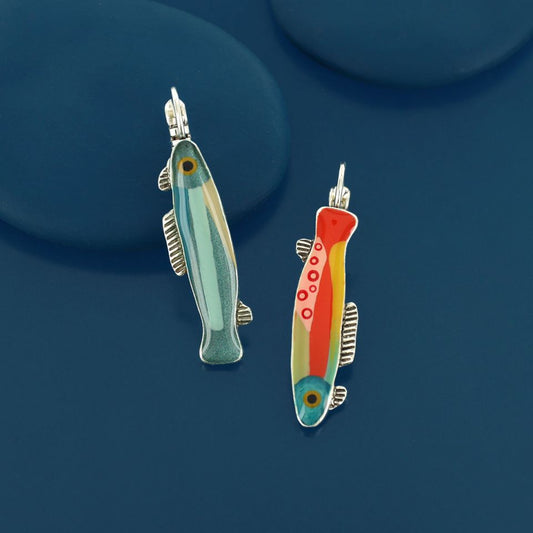 Taratata Jewellery - Blue and Red Fish Lever Back Earrings