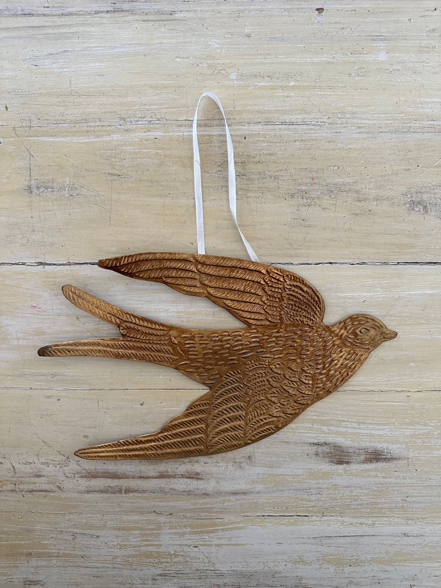 Large Brass Milagro Swallow