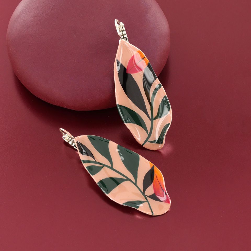 Taratata Jewellery - Amazone Large Leaf Lever Back Earrings