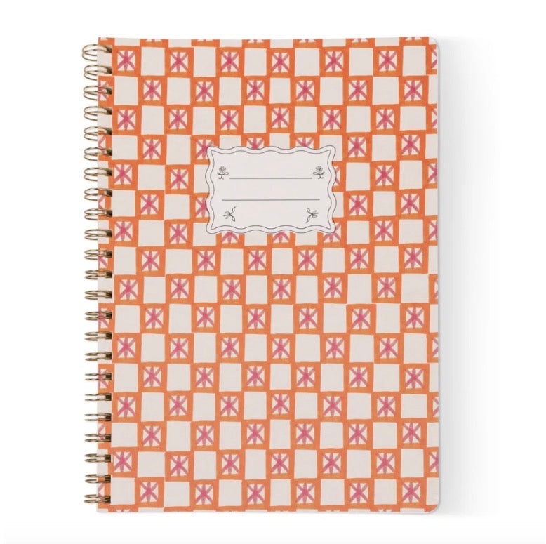Large Twinwire Notebook - Orange check
