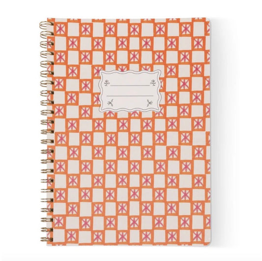 Large Twinwire Notebook - Orange check