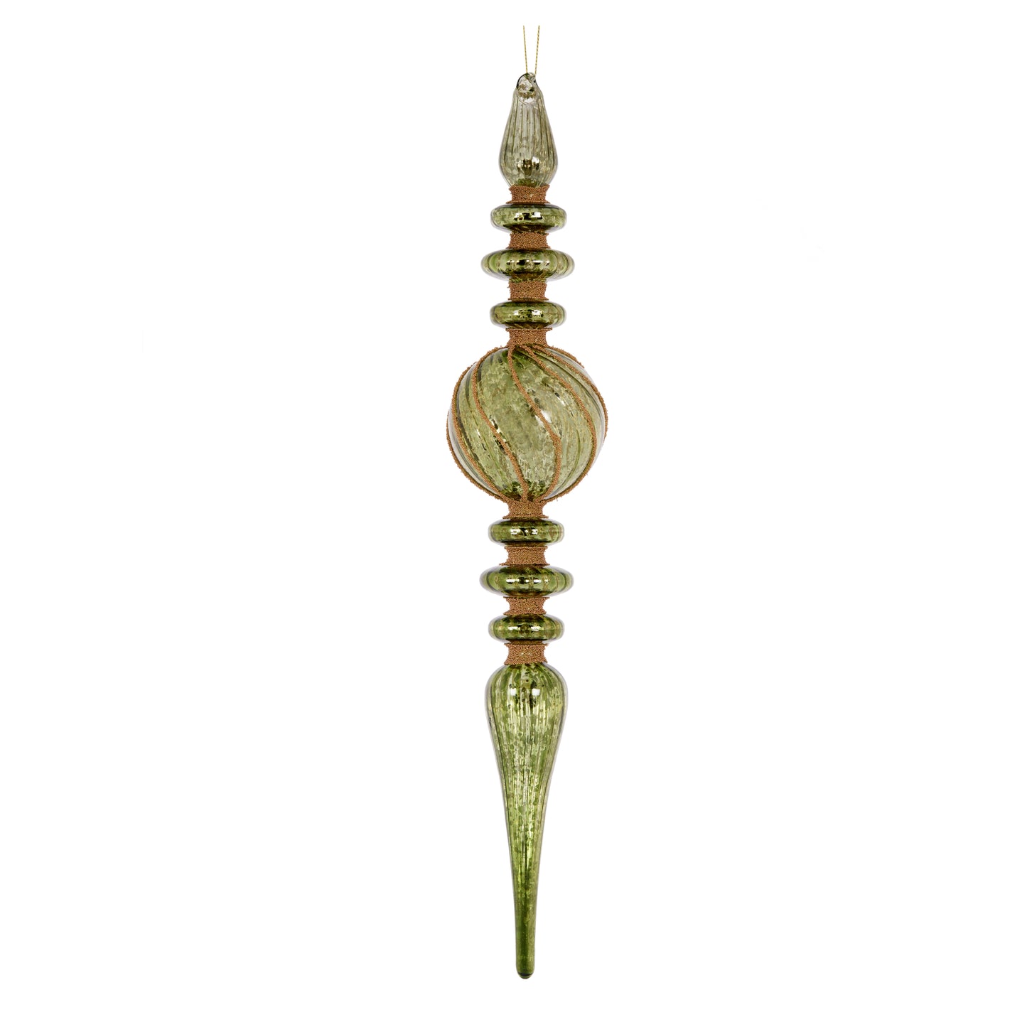 XL Glass Green Beaded Finial