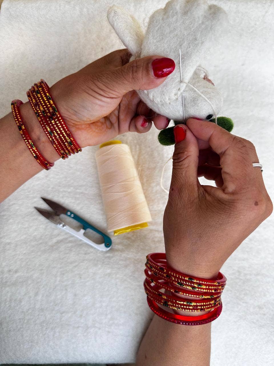 Handmade Felt Mistletoe Dove Hanging Christmas Decoration