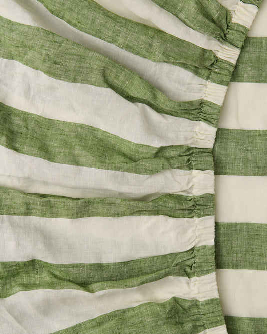 Kip and Co Fitted Sheet Moss Stripe