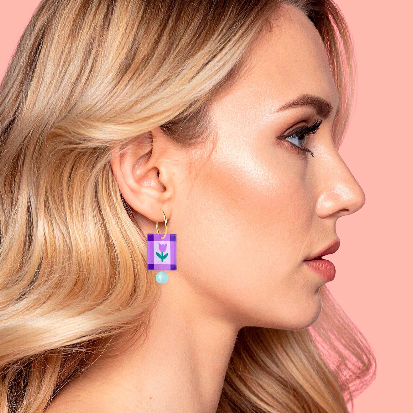 Hoop Earrings | Purple Folk Floral | Jewellery Gift for Her