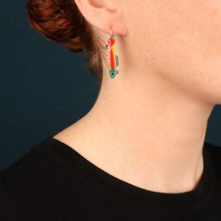 Taratata Jewellery - Blue and Red Fish Lever Back Earrings