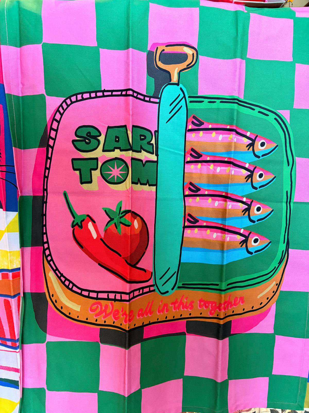 Sardines tea towel