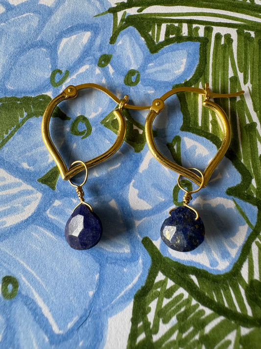 Hammam Huggie Earrings with Lapis Lazuli Stone